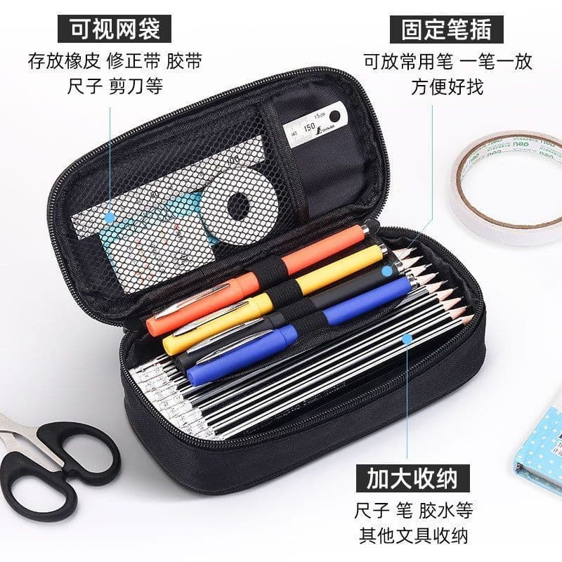 Jujutsu Kaisen Cool Gojo Go กล่องเครื่องเขียนผ้าใบสีดําสกปรกทนด้วยซิปที่เก็บเครื่องเขียน รูปที่ 8