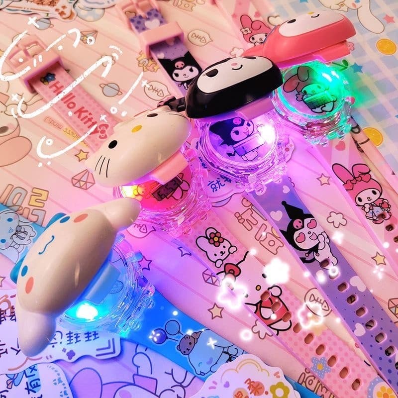 2025 Sanrio เด็ก LED 3D Kuromi Hello Kitty Melody Cinnamoroll Flip Luminous Music รูปที่ 3