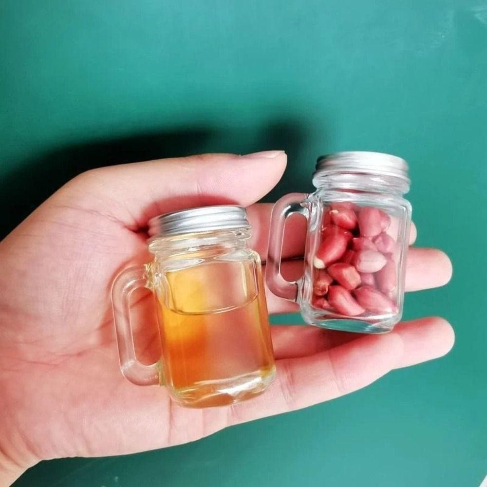 AUBREY1 ขวดแก้วปิดผนึก 5 ชิ้น, น่ารัก 35 มล. Mini Mason Jar, ถังเก็บพร้อมฝาปิดแบบพกพา Leakproof Coffee Concentrate ขวดกาแฟ รูปที่ 8