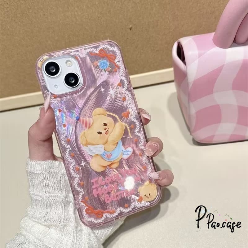 เคส สำหรับ IPhone 11 16 14 13 12 15 Pro Max XR 6 7 16 6S 8 Max X XS Plus SE 2020 เคสเส้นด้ายขนนกเทวดาเนยน่ารักสร้างสรรค์ รูปที่ 9