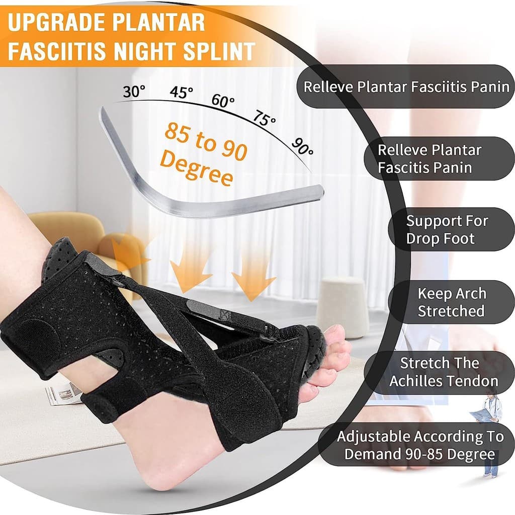 Sriei 1PCS Plantar Fasciitis Night Splint อัพเกรด Plantar Fasciitis Brace Dual ที่มีประสิทธิภาพ Plantar Fasciitis บรรเทา Achilles Tendonitis เท้า Drop ส้นปวด รูปที่ 2