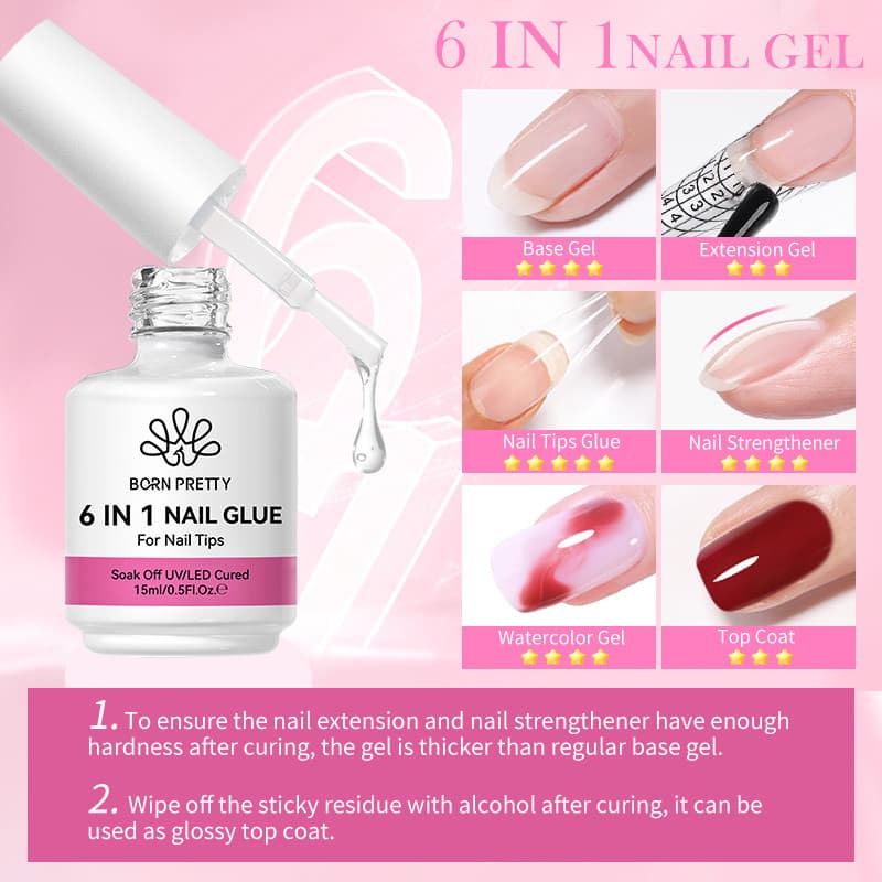 Born PRETTY 6-in-1 Strong เล็บเจลเจลเล็บโปร่งใสฟังก์ชั่นเจลความหนาฐานยาง Rhinestone กาว 15ml รูปที่ 3