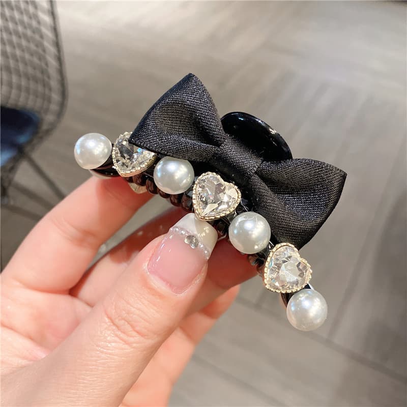 High-end Elegant Bow กิ๊บติดผมหญิงด้านข้าง Bangs คลิปหน้าผาก Hairpin คลิป Influencer Pearl Rhinestone คลิป รูปที่ 8