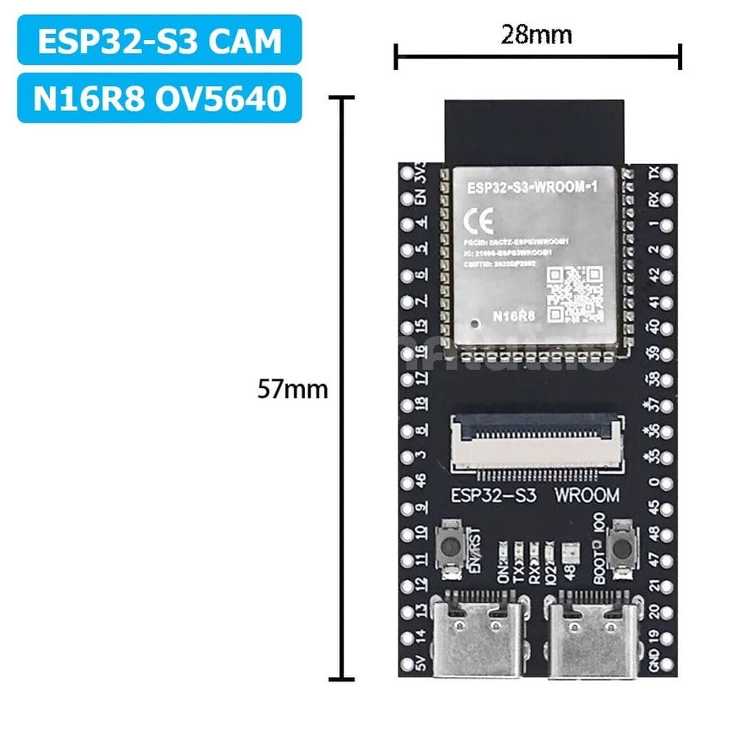 บอร์ด ESP32-S3 CAM N16R8 OV2640/OV5640 Expressif ESP32-S3 WROOM WiFi+Bluetooth Board ESP-32-S3 Camera โมดูลกล้อง รูปที่ 4