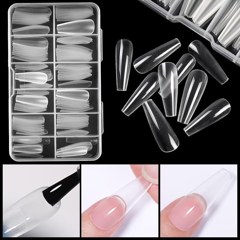 120 ชิ้น Full Cover Square Oval Transparent False Nail Tips - Soft Gel Tips เครื่องมือทําเล็บ รูปที่ 4