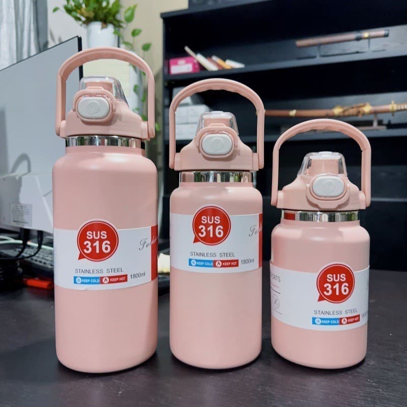 PANDA กระบอกน้ำเก็บอุณหภูมิร้อน-เย็น 1200/1400ml สแตนเลส316 กระติกน้ำสแตนเลสเกรด เก็บเย็นยาวนานข้ามวัน ฝากันหก100% รูปที่ 3