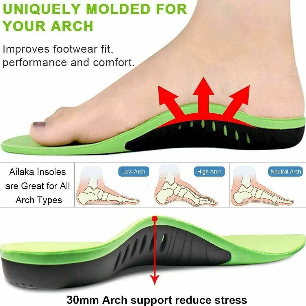 Sriei แผ่นรองเท้า Arch Support รองรับเท้าแบน Orthotic Insoles ดูดซับแรงกระแทก นวด บรรเทาปวดส้นเท้า Plantar Fasciitis สําหรับขา X/O รูปที่ 2