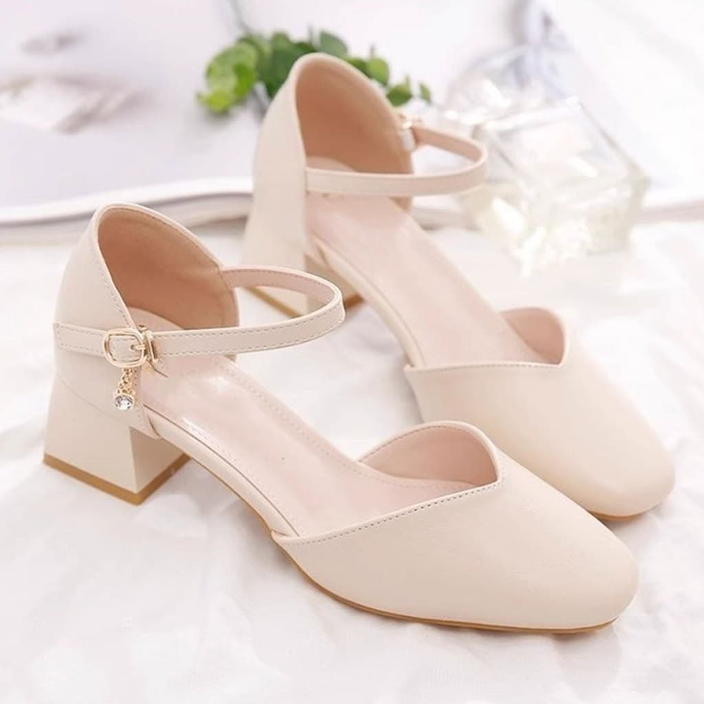 ] 2สี รองเท้าส้นสูง รองเท้าทำงานสำหรับผู้หญิง วัสดุทำจากยางใส่ออกงานสวยงาม รูปที่ 6