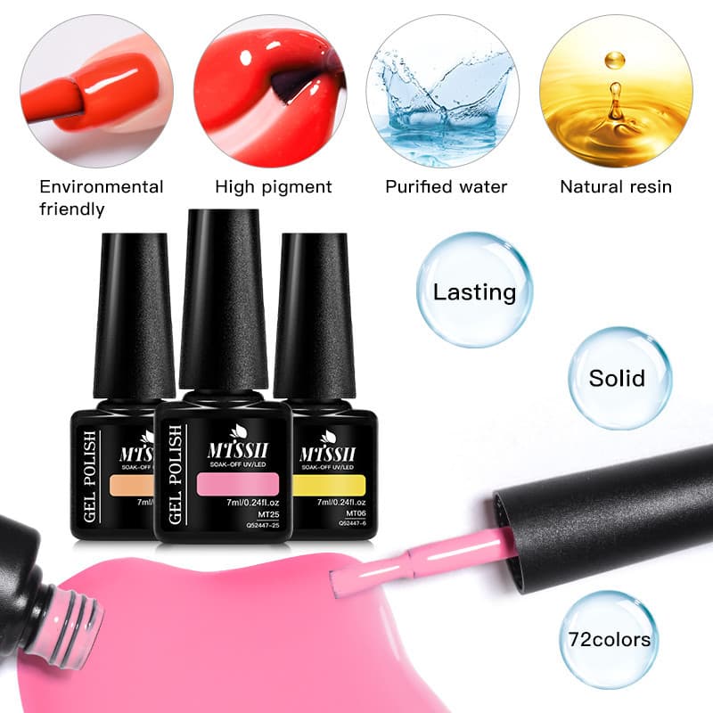 MTSSII สีเจลโปแลนด ์ กึ ่ งถาวร UV เคลือบเงาเล ็ บ Soak Off เจลเล ็ บกาวติดทนนาน 7ml รูปที่ 8