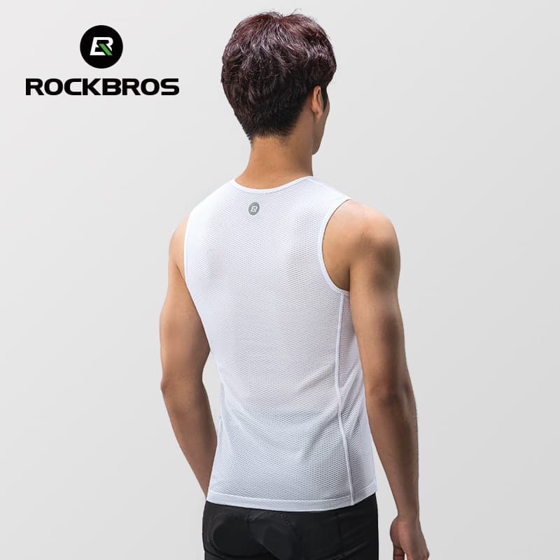 ROCKBROS ขี่จักรยานย์ฤดูร้อนแขนกุดสบายกีฬากลางแจ้งสวมใส่ระบายอากาศยืดหยุ่นสูงผู้ชายขี่จักรยานผ้าแน่น รูปที่ 3