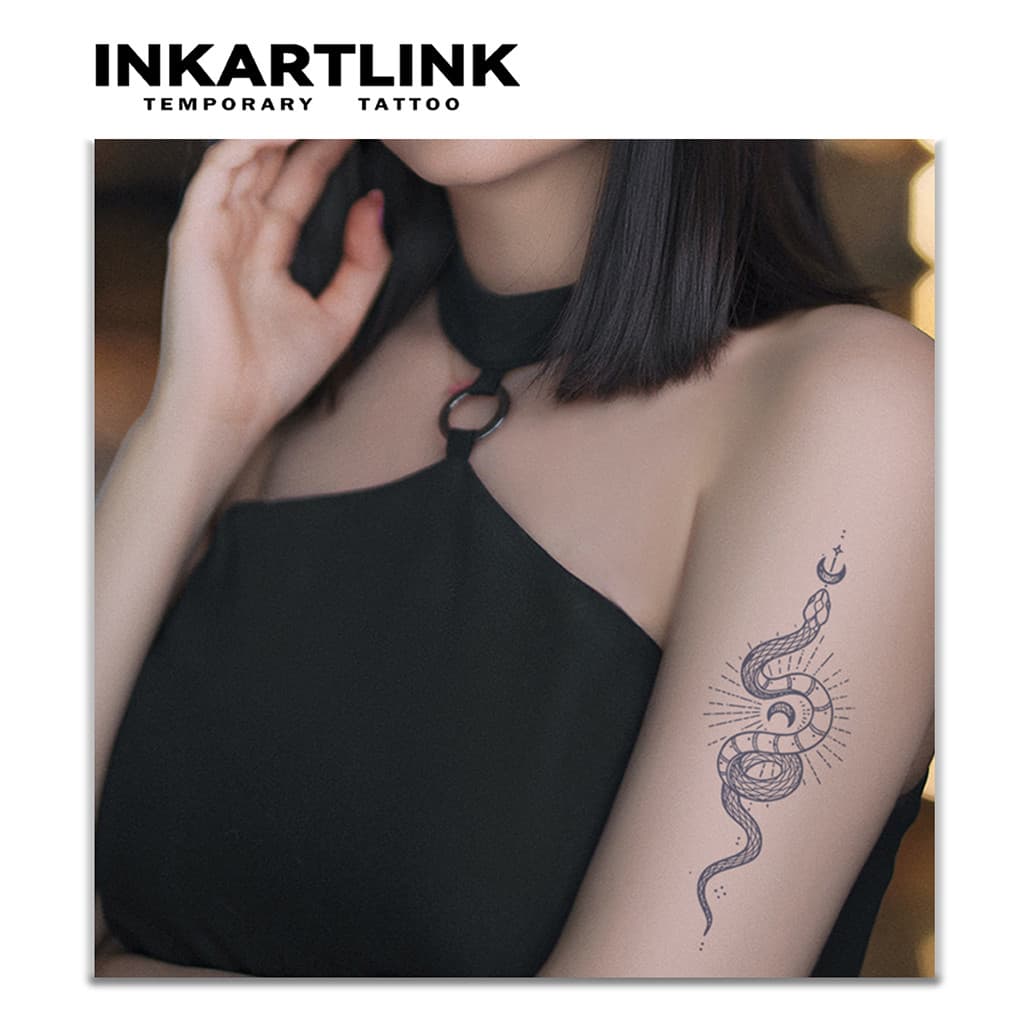 Inkartlink ชุดสติ๊กเกอร์รอยสักชั่วคราวงู, รอยสักวิเศษกันน้ําติดทนนาน, ติดทนนานถึง 15 วัน, รอยสักปลอม, รอยสักกึ่งถาวร รูปที่ 4