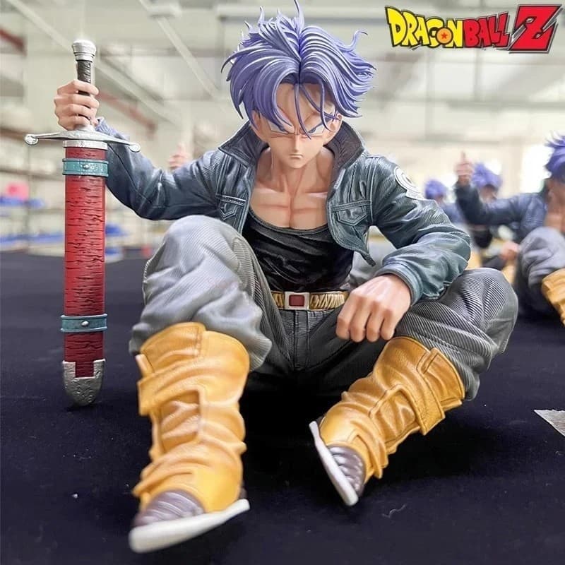 10 ซม.Dragon Ball Trunks Action Figure Torankusu นั่งตําแหน่ง Figurine อะนิเมะ Super Saiyan PVC ของเล่นรูปปั้นเครื่องประดับ รูปที่ 5
