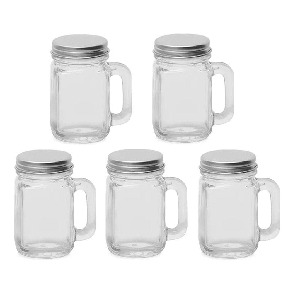 AUBREY1 ขวดแก้วปิดผนึก 5 ชิ้น, น่ารัก 35 มล. Mini Mason Jar, ถังเก็บพร้อมฝาปิดแบบพกพา Leakproof Coffee Concentrate ขวดกาแฟ รูปที่ 3
