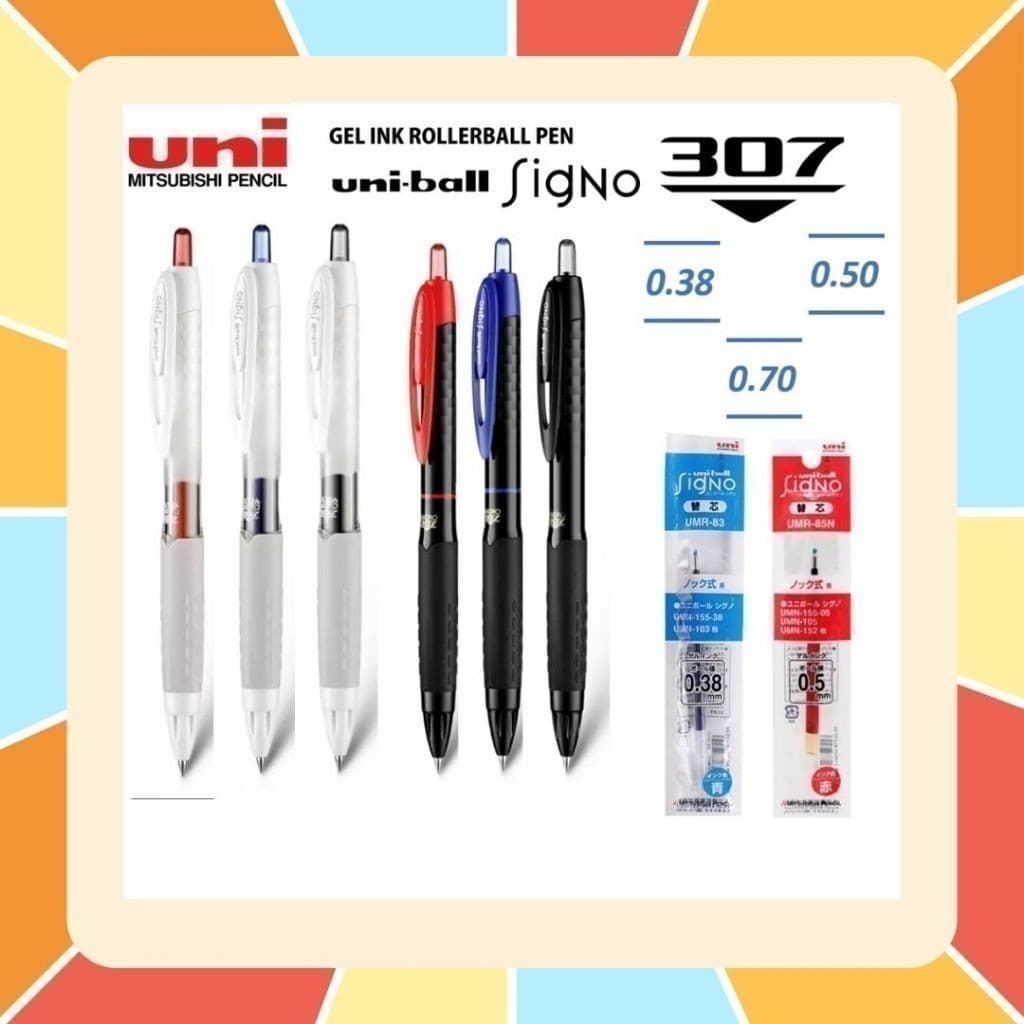 UNI BALL SIGNO 307 ปากกาเจลคุณภาพดีจากยูนิ และไส้ปากกา ขนาด 0.38 0.5 0.7 MM รูปที่ 1
