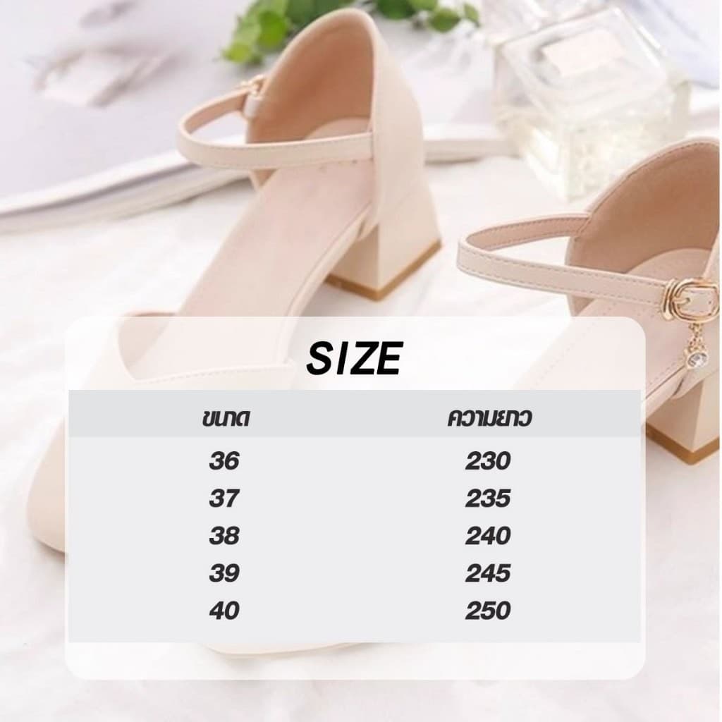 ] 2สี รองเท้าส้นสูง รองเท้าทำงานสำหรับผู้หญิง วัสดุทำจากยางใส่ออกงานสวยงาม รูปที่ 8