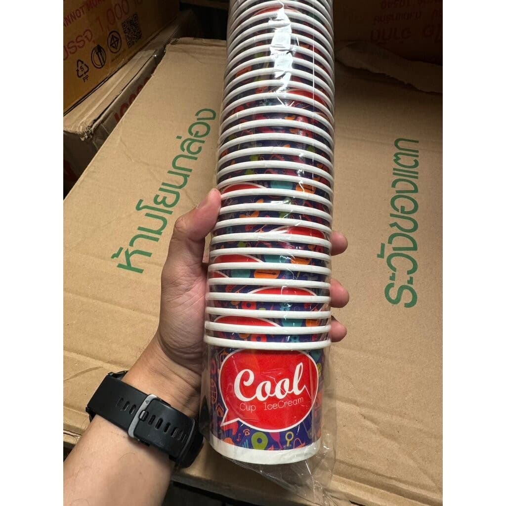 ถ้วยกระดาษ สีขาว สำหรับใส่ไอศรีม ใส่น้ำซุป ใส่อาหาร รูปที่ 3