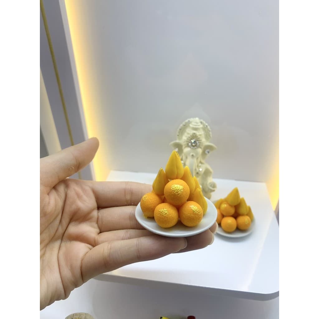 ชุดไหว้พระพิฆเนศ ดินปั้น ขนมลาดู โมทกะ พานผลไม้ อ้อย มะพร้าว หิ้งจิ๋ว a36 รูปที่ 5