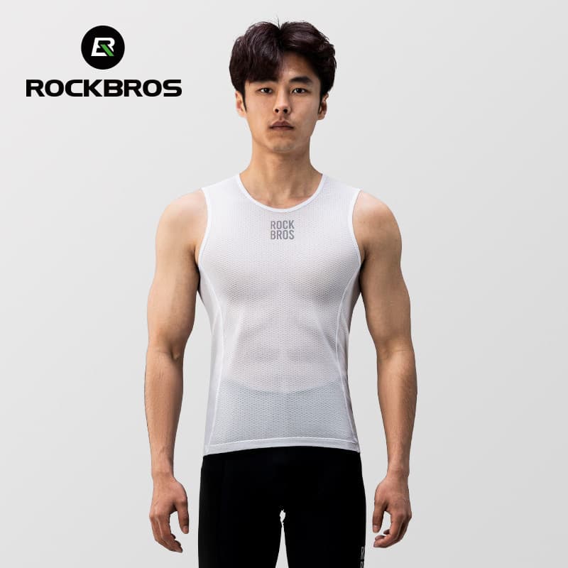 ROCKBROS ขี่จักรยานย์ฤดูร้อนแขนกุดสบายกีฬากลางแจ้งสวมใส่ระบายอากาศยืดหยุ่นสูงผู้ชายขี่จักรยานผ้าแน่น รูปที่ 2