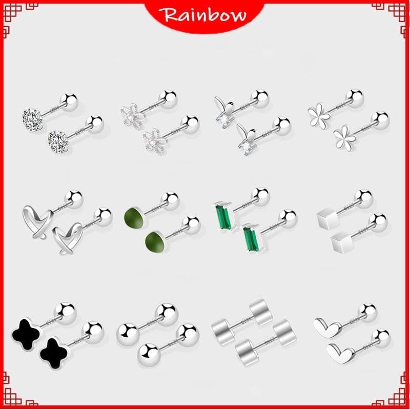 925 เงินสกรูหัวเข ็ มขัดต ่ างหูผู ้ หญิงเพทายสตั ๊ ด Simple Mini ต ่ างหูอุปกรณ ์ เสริมของขวัญ รูปที่ 1