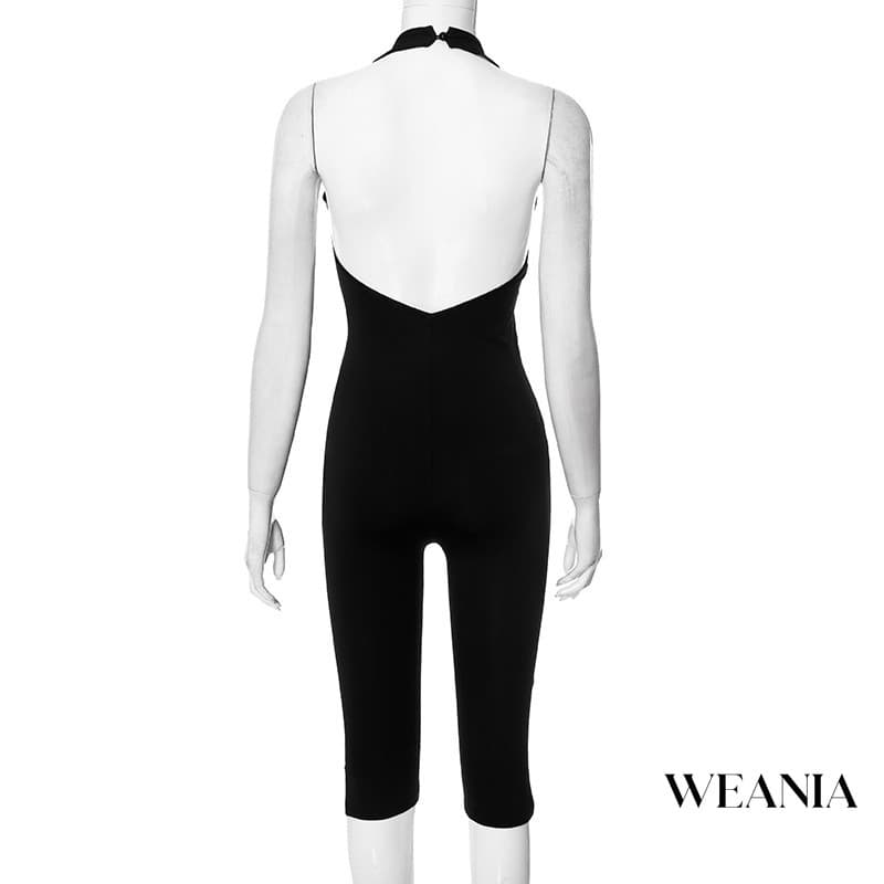 Weania ผู้หญิงฤดูร้อนBackless Halter ชุดจั๊มสูทเซ็กซี่ รูปที่ 7