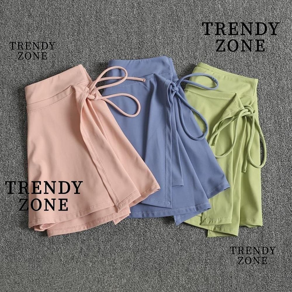Trendyzone กระโปรงสั้น PVA สีพื้น สําหรับออกกําลังกาย เล่นโยคะ รูปที่ 1