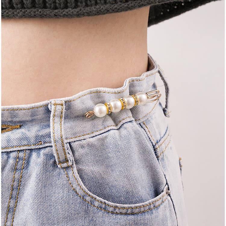 ใหม่ที่สวยงามเข็มกลัดอัลลอยด์ตกแต่งมุกเทียม rhinestones แฟชั่นเครื่องประดับปรับรอบเอว G2733 รูปที่ 6