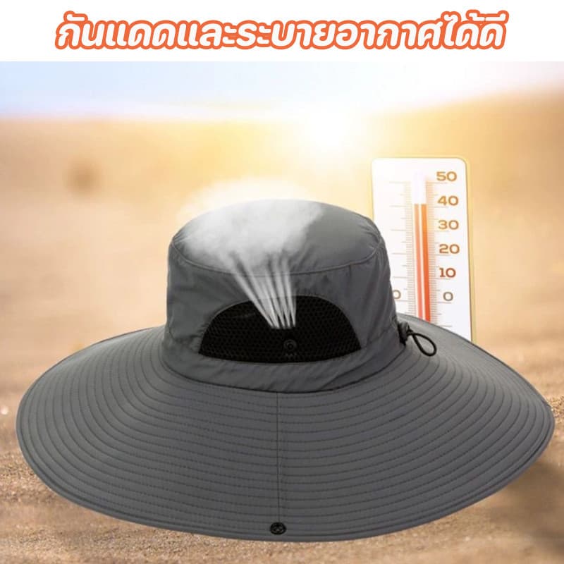 หมวกปีกกว้าง หมวกคลุมหน้ากันแดด ป้องกันรังสียูวี 99% กันฝุ่น กันร้อน เหมาะสำหรับการใช้งานกลางแจ้ง รูปที่ 4