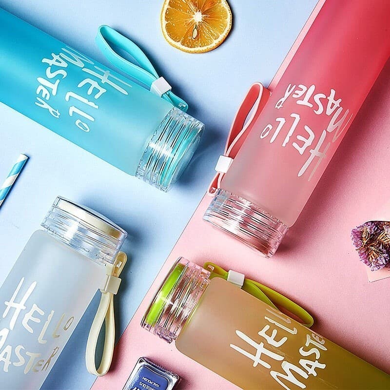 YTL ขวดน้ำ กระบอกน้ำแก้ว ใส่ของร้อน-เย็น ขวดน้ำแก้วมีหูหิ้ว แบบพกพา ขวดน้ำดื่ม Hello Master 400ml Drink water bottle รูปที่ 3