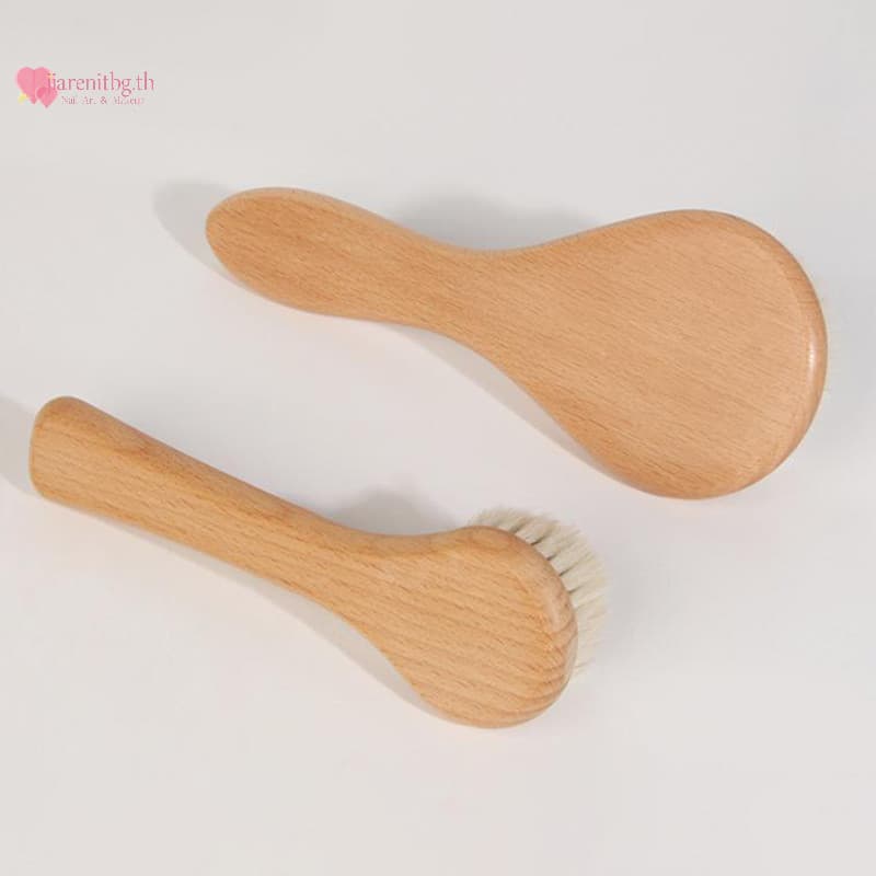 RENBG Baby Care Beech Handle แปรงเด็ก Hbrush ทารกแรกเกิดหวีสําหรับนวดสําหรับอาบน้ําเด็ก Pure Natur TH รูปที่ 2