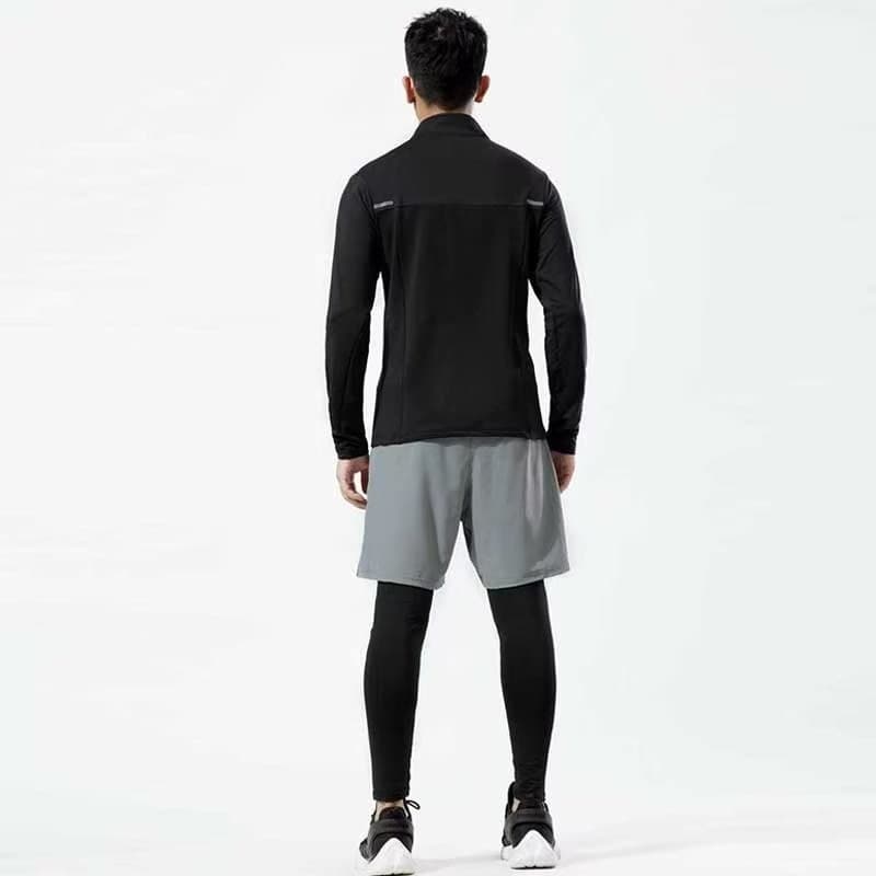 Unisex 2-in-1 วิ่งว่ายน้ํากางเกงขาสั้น Quick Dry 4-Way ยืดน้ําหนักเบาออกกําลังกาย Activewear บาสเกตบอลเทนนิสการฝึกอบรม Plus ขนาด M-5XL สีดําสีเทา รูปที่ 3