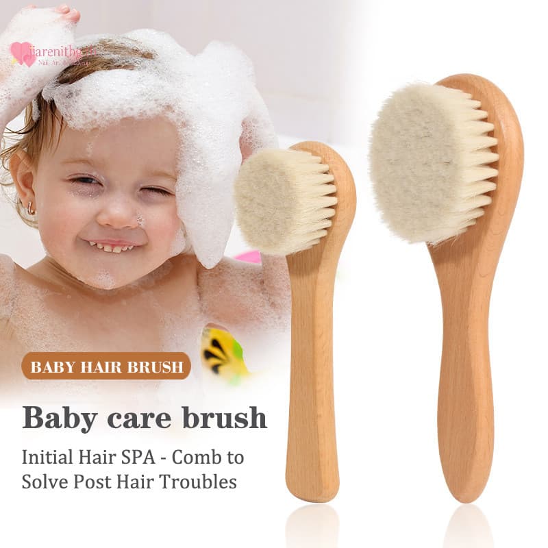 RENBG Baby Care Beech Handle แปรงเด็ก Hbrush ทารกแรกเกิดหวีสําหรับนวดสําหรับอาบน้ําเด็ก Pure Natur TH รูปที่ 1
