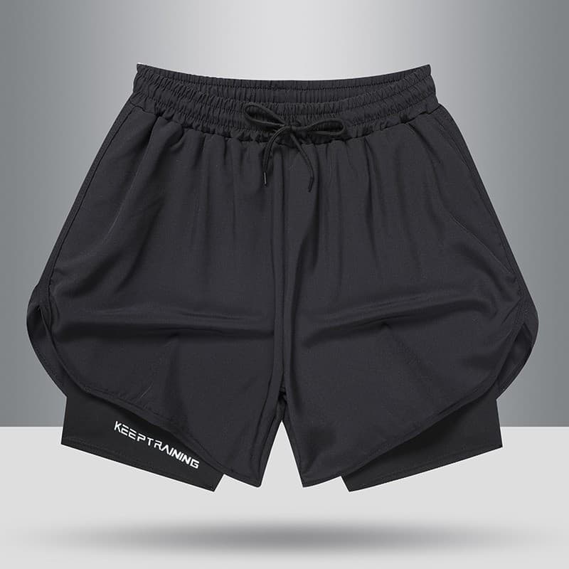Unisex 2-in-1 วิ่งว่ายน้ํากางเกงขาสั้น Quick Dry 4-Way ยืดน้ําหนักเบาออกกําลังกาย Activewear บาสเกตบอลเทนนิสการฝึกอบรม Plus ขนาด M-5XL สีดําสีเทา รูปที่ 8