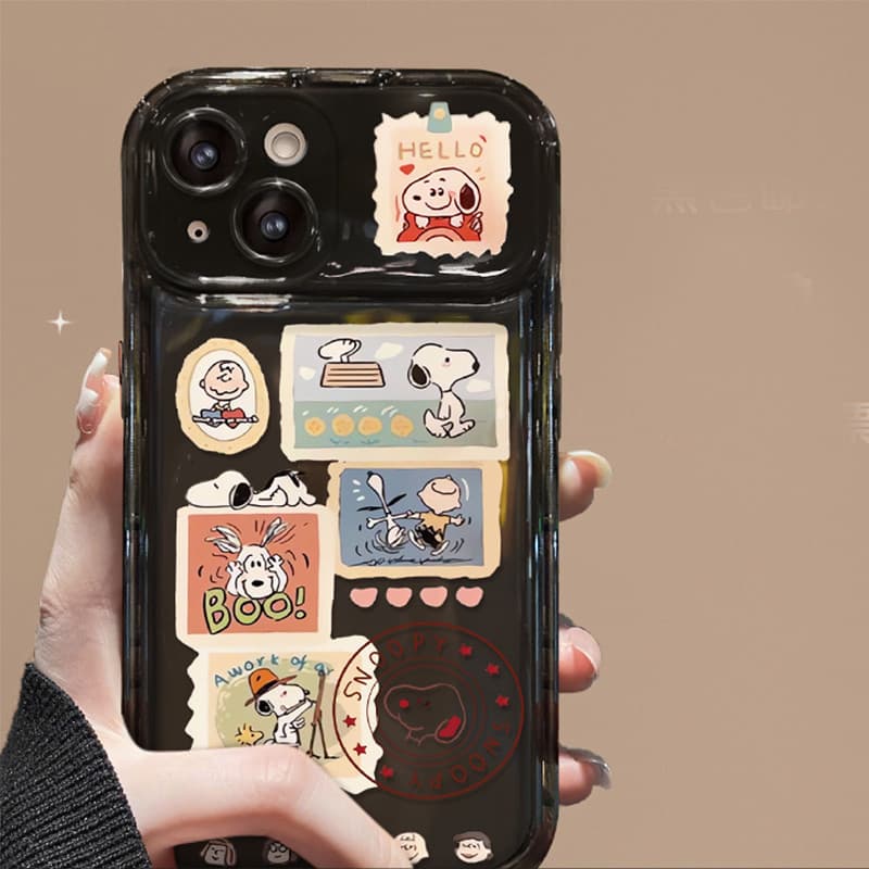 สำหรับ iPhone 11 15 14 13 12 Pro MAX 7 8 Plus X XR XS MAX เคส การ์ตูน สนูป กรณีโทรศัพท์กระจกพลิก ซิลิโคนนุ่ม TPU Case รูปที่ 7