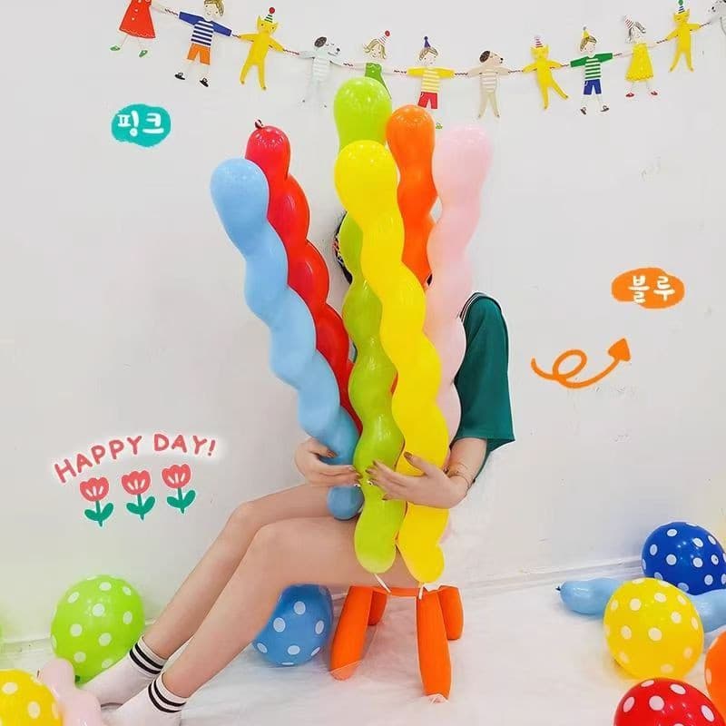 ส่งสินค้าทุกวัน สกรู เกลียว ลูกโป่งยาง100 ชิ้น ลูกโป่งเกลียว ลูกโป่งอากาศวิเศษ วันเกิด งานแต่งงาน ตกแต่ง วันเด็ก ตกแต่ รูปที่ 4