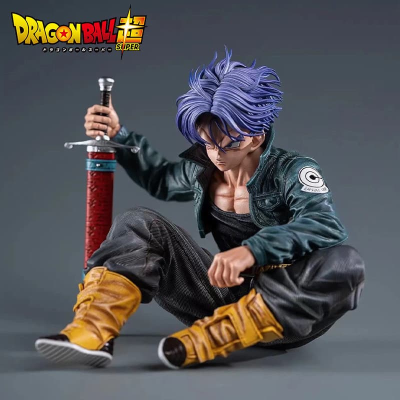 10 ซม.Dragon Ball Trunks Action Figure Torankusu นั่งตําแหน่ง Figurine อะนิเมะ Super Saiyan PVC ของเล่นรูปปั้นเครื่องประดับ รูปที่ 3