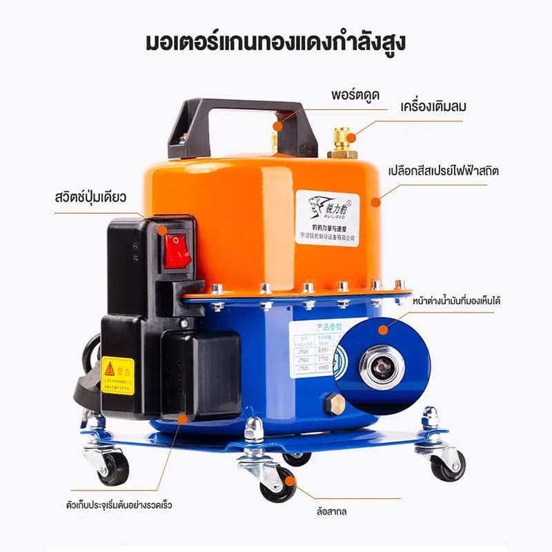 เครื่องแวคคั่ม 2 in 1 แว็คคั่ม 75 ลิต ระบบ ดูด อัด แวคคั่ม แว๊คคั่มปั๊ม แวคคั่ม vacuum pump เครื่อง แวก คั่ม ปั้ม แว๊ก ค รูปที่ 5