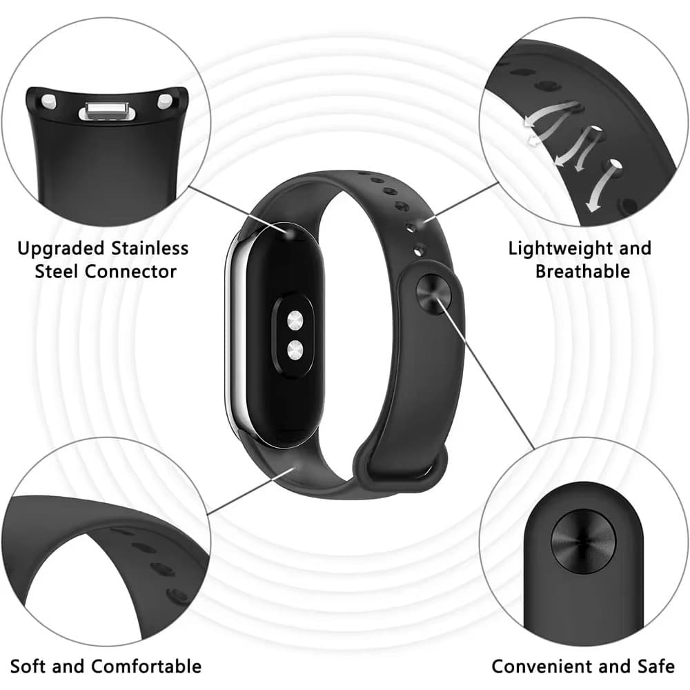 สายกีฬา for Xiaomi Smart Band 10 9 8 สายยางเปลี่ยนซิลิโคน for Mi Band 10 9 8 NFC Smartwatch รูปที่ 7