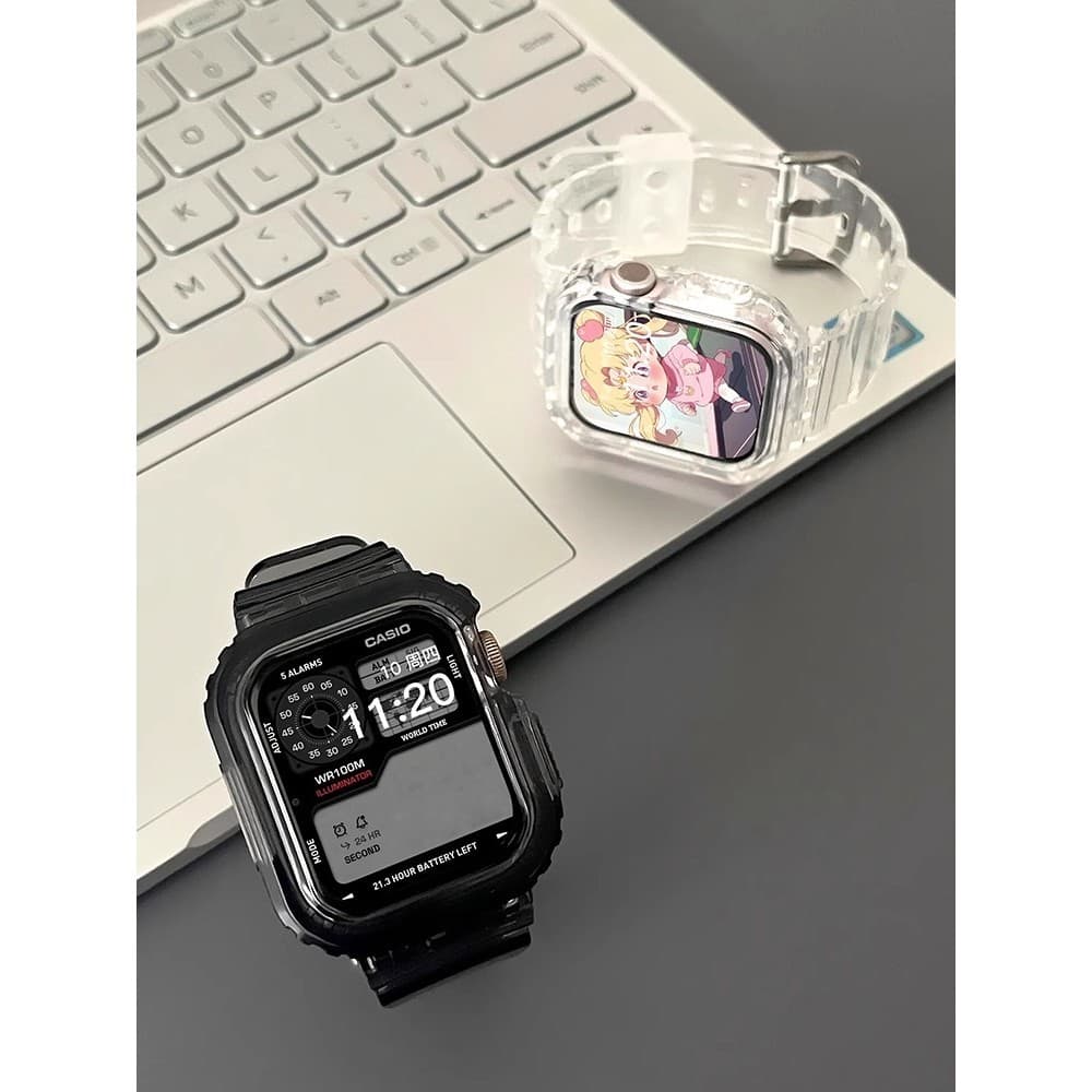 Clear Band + เคสสําหรับ Huawei Watch Fit 5 Fit 4 อุปกรณ์เสริมสายรัดโปร่งใสนุ่มเปลี่ยนสายนาฬิกาสําหรับ Huawei Watch fit3 Band รูปที่ 1