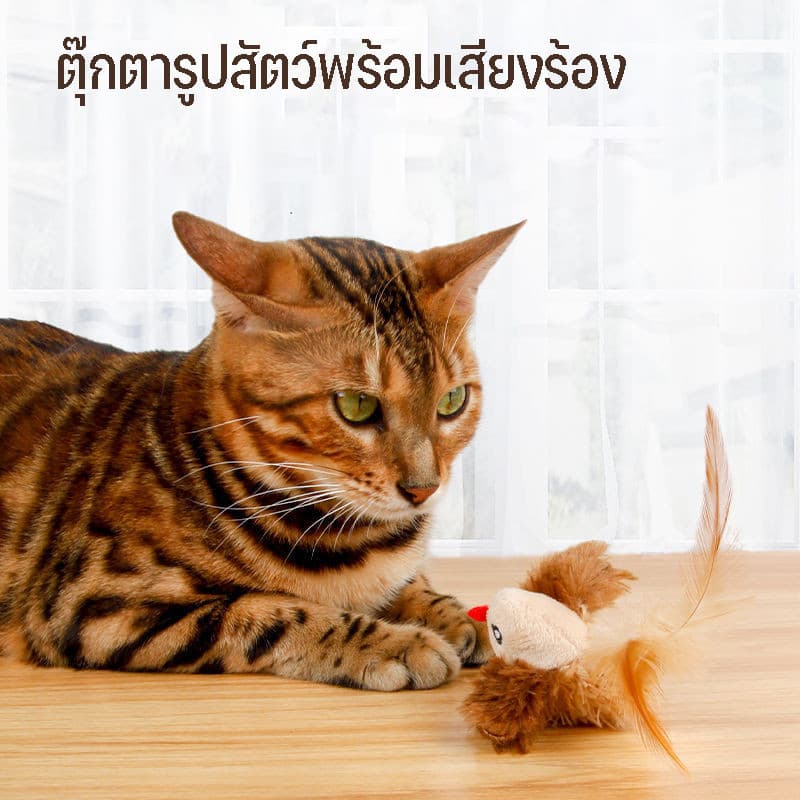 CODนกมีเสียง Interactive Cat Toys ของเล่นแมว ตุ๊กตารูปสัตว์พร้อมเสียงร้อง ตุ๊กตาแมว รูปที่ 8