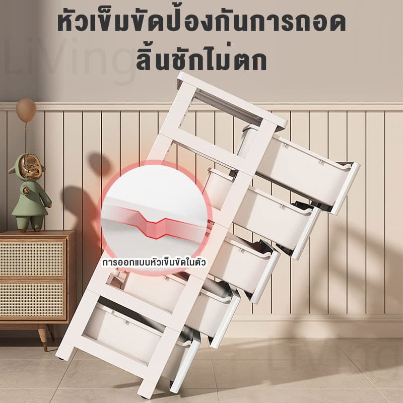 Living ลิ้นชักใส่เสื้อผ้า ลิ้นชักเก็บของ 36cm ตู้ลิ้นชักพลาสติก ลิ้นชักชุดชั้นใน ปลอดสารพิษ ไม่มีกลิ่น กันฝุ่นและ มีล้อ รูปที่ 4