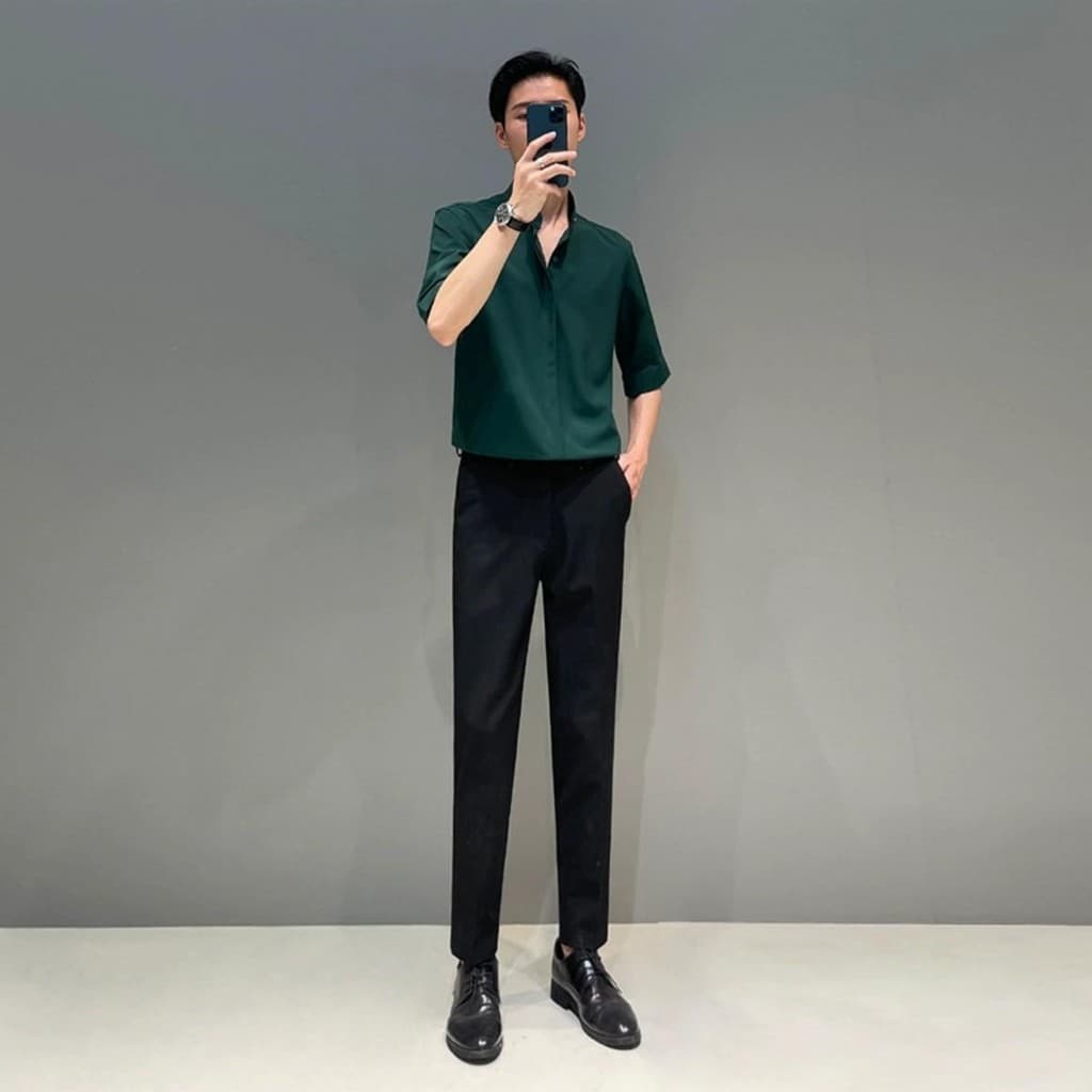 CLIFF เสื้อผู้ชาย เสื้อแขนสั้น เสื้อยืดสีพื้น สไตล์ทางธุรกิจ แฟชั่นที่เข้ากันได้หลากหลาย ระบายอากาศสบาย รูปที่ 6