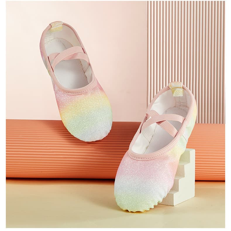 SWEAR รองเท้าเต้นรํา รองเท้าบัลเล่ต์พื้นนุ่มสีรุ้งเงา Size 21-40 รูปที่ 9