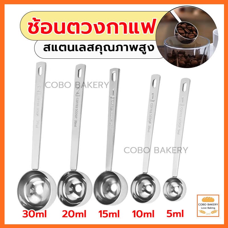 ช้อนตวงกาแฟ วัสดุสแตนเลส ด้ามจับ 11cm 5ขนาด ช้อนตวง ช้อนตักกาแฟ ถ้วยตวง ถ้วยตวงกาแฟ ตวงกาแฟ รูปที่ 1