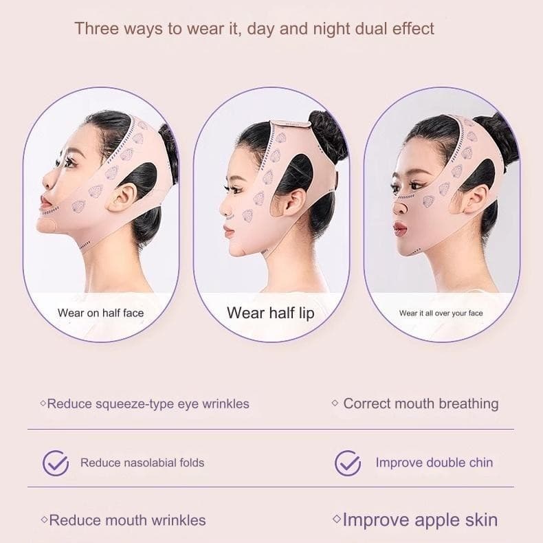 BEIKOTT เทปพันหน้ายกกระชับใบหน้า V Shape สายรัดกระชับสัดส่วน สายรัดแก้ม สายรัดมาส์กบาง สายรัดระบายอากาศเรียบ ลดเหนียง รูปที่ 3