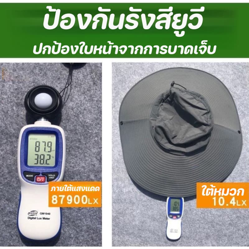 หมวกปีกกว้าง หมวกคลุมหน้ากันแดด ป้องกันรังสียูวี 99% กันฝุ่น กันร้อน เหมาะสำหรับการใช้งานกลางแจ้ง รูปที่ 3