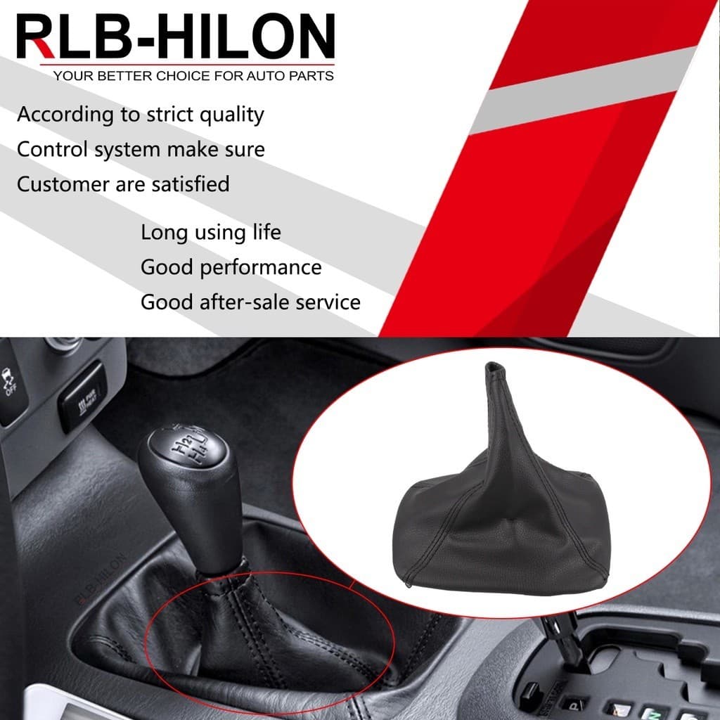 1pcs toyota Hilux Vigo toyota Fortuner toyota innova Low Gear Leather Shift Knob Boot Cover สีดํา 2005 2006 2007 2008 2009 2010 2011 2012 2013 2014 2015 รูปที่ 3