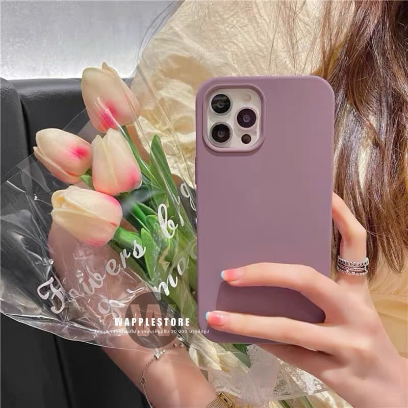 SET06 Silicone กำมะหยี่ เคสซิลิโคนสีพื้นกำมะหยี่ เคสสำหรับรุ่นไอโฟน78/SE-17 17Air 17Pro 17ProMax รูปที่ 4