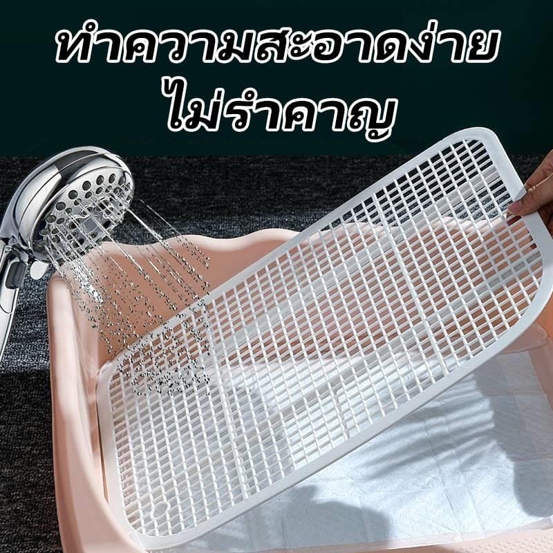ห้องน้ำหมาขอบสี่เหลี่ยม ห้องน้ำสุนัข ถาดฉี่สุนัข มีเสาถอดได้ มีตะแกรงรองถาด ทำความสะอาดง่าย ถาดรองฉี่สุนัข รูปที่ 4