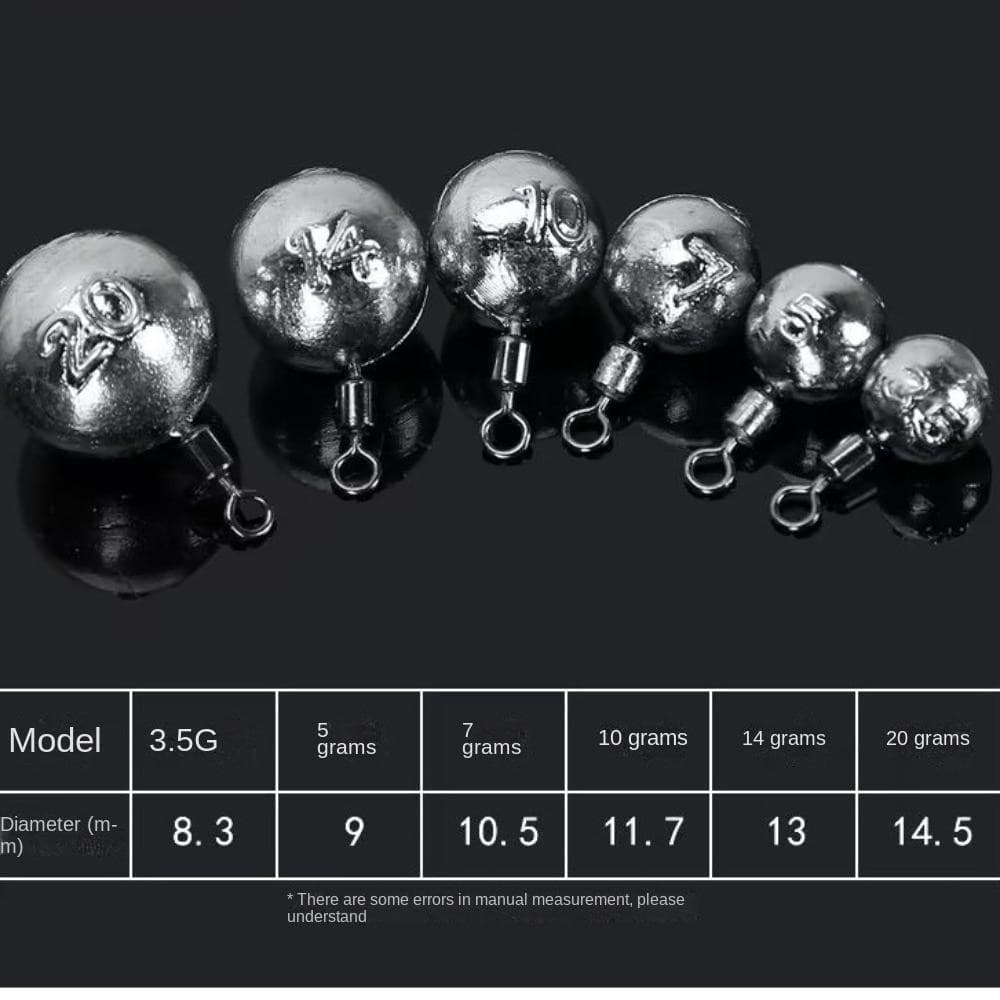 JUNIPER 10 ชิ้น Drop Shot ชุดน้ําหนักตะกั่ว 3.5/5/7/10/14/20 กรัม Sinkers ทรงกลมหมุน 360° ทนทาน เครื่องจมตกปลาแบบดรอปช็อต รูปที่ 3