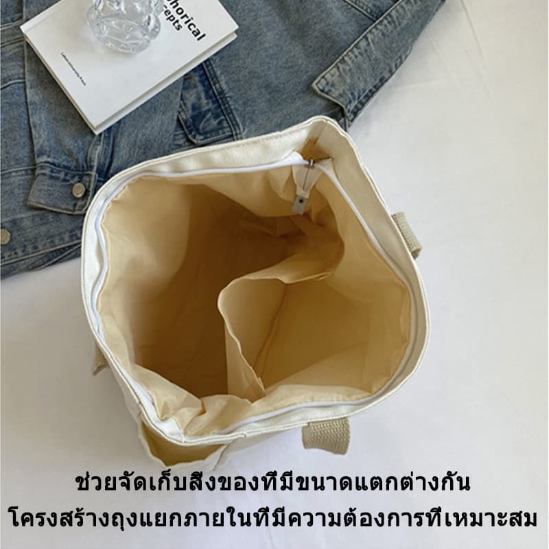 กระเป๋าสะพายข้าง กระเป๋าผ้า ผ้าแคนวาส สไตล์เท่ๆแบบเกาหลี เรียบง่าย ขนาดใหญ่ จุของได้เยอะ รูปที่ 2